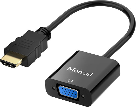 HDMI to VGA, Uni-Directional Gold-Plated HDMI to VGA Adapter (Male to Female) for Computer, Desktop, Laptop, PC, Monitor, Projector, HDTV, Chromebook, Raspberry Pi, Roku, Xbox and More - Black