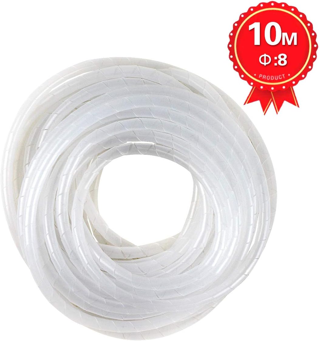 33FT XHF 5/16" Clear Spiral Cable Wrap 8mm(Wrapping Range:6mm-60mm) Cord for Computer Electrical Wire Organizer Sleeve Hose RoHS