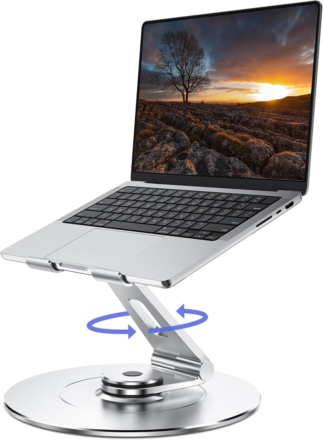 High-End Laptop Stand for Desk with 360 Rotating Base, Ergonomic Protable Laptop Riser for Collaborative Work, Aluinum Computer Notebook Stand Holder for MacBook Air Pro, Dell, XPS, HP up to 17 Inches