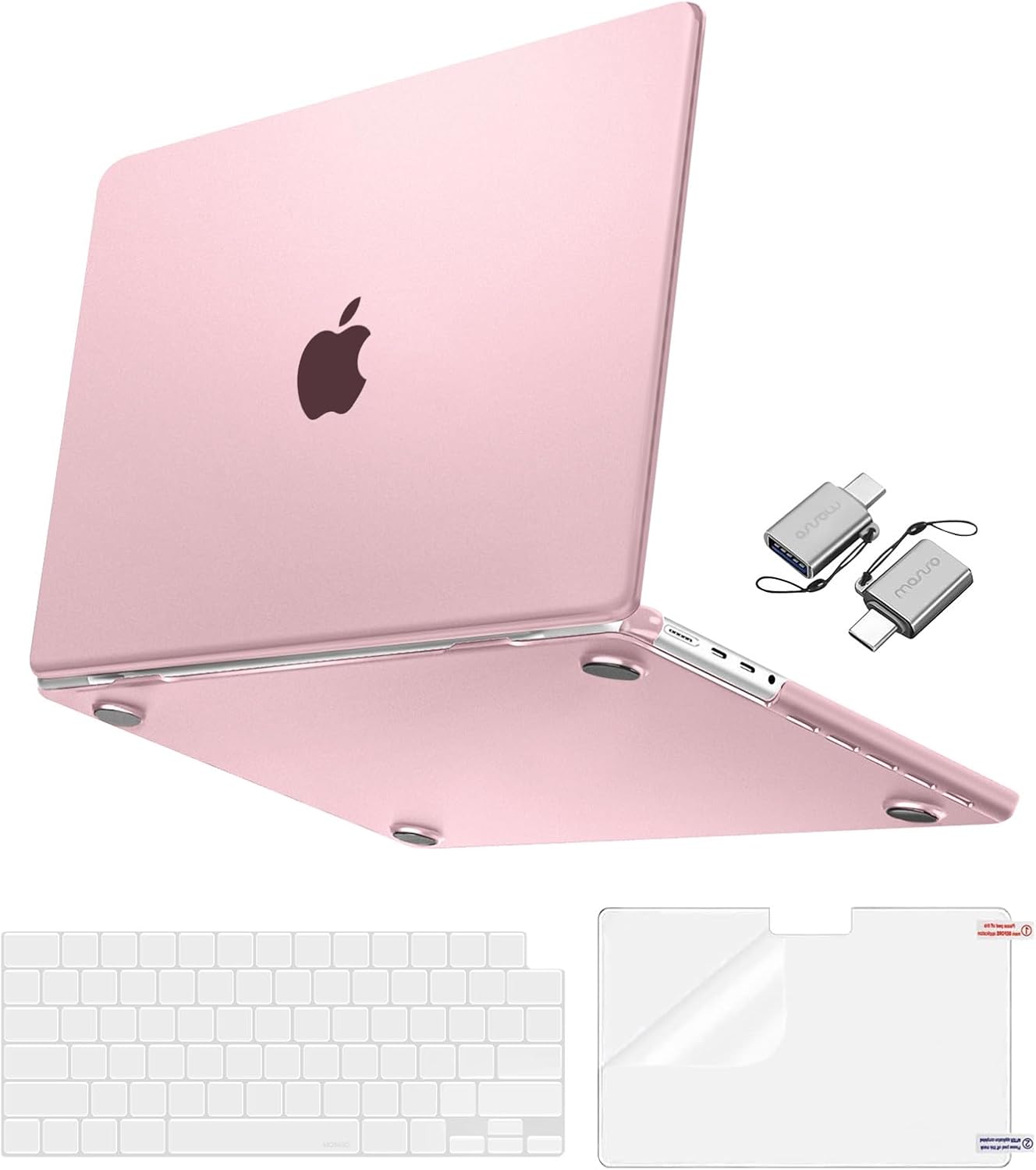 MOSISO Compatible with MacBook Pro 16 inch Case 2025 2024 2023 2022 2021 M4 M3 M2 M1 A3403 A3186 A2991 A2780 A2485, Natural Original Color Hard Case&Keyboard Cover&Screen Film&Type C, Baby Pink