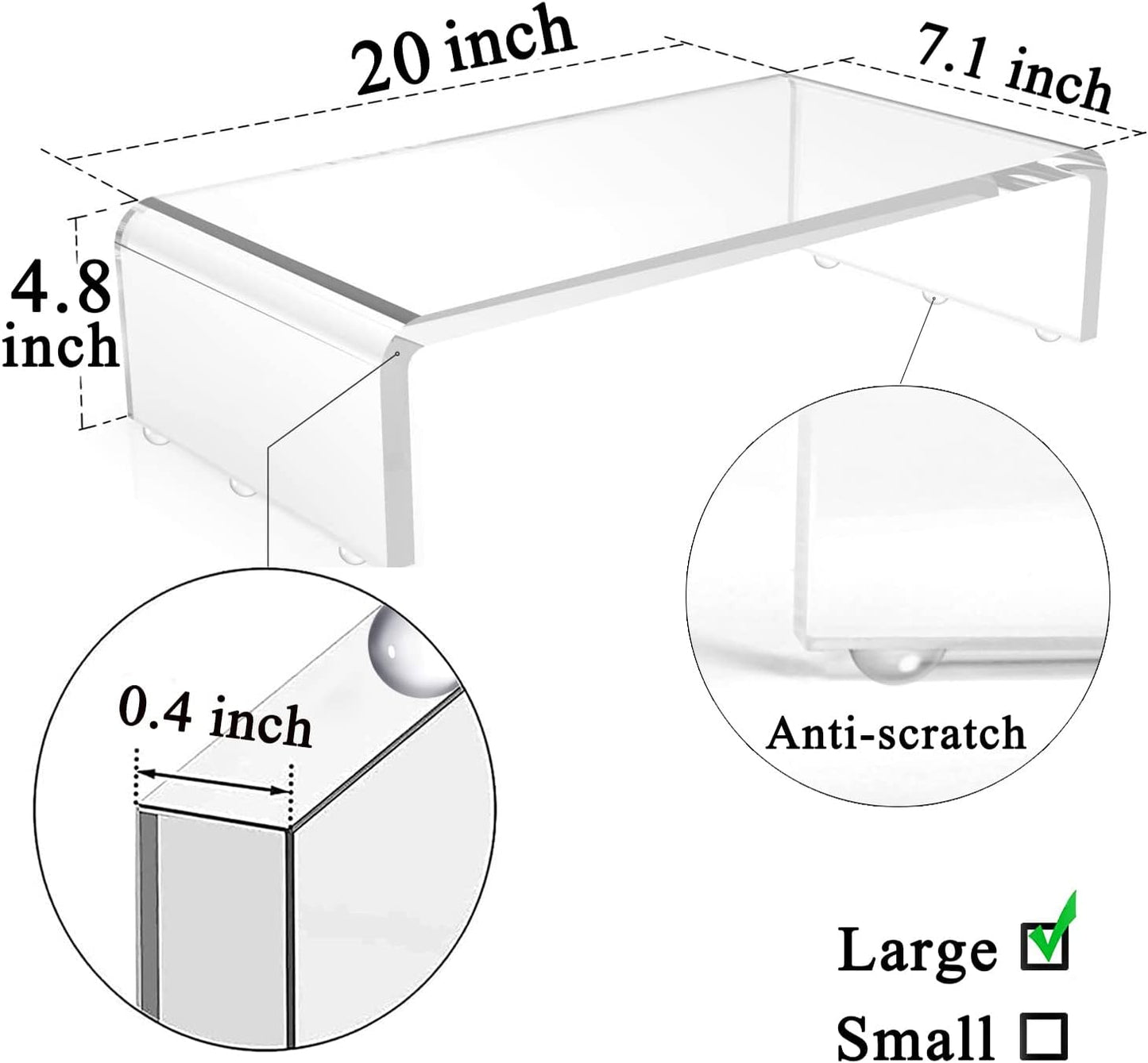 Anti-Cat keyboard cover, laptop keyboard covers cat proof, clear keyboard protector, PC Desk Stand for Keyboard Storage acrylic Monitor Stand Riser and Laptop Stand Riser (20"/7.1"/4.8")