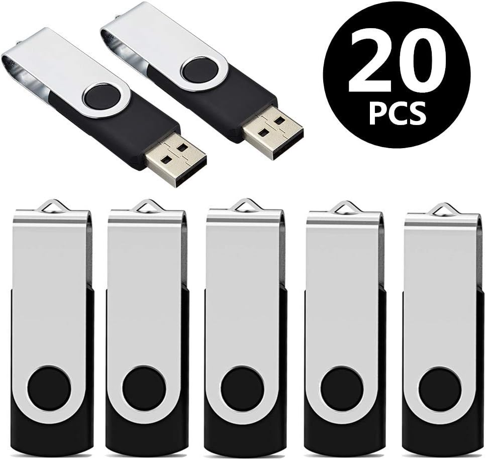 Aiibe 20pcs 8GB Flash Drives Bulk 8GB USB Flash Drive 20 Pack 8 GB USB Sticks USB 2.0 Thumb Drive - Black