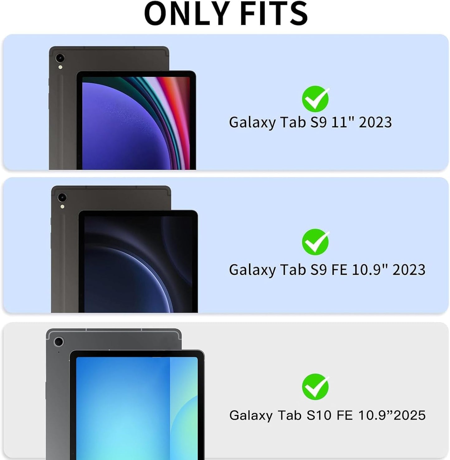 Backlit Keyboard Case for Samsung Galaxy Tab S10 FE/S9 FE 5G 10.9"/ Tab S9 11", Smart Case with 7 Colors Backlight Detachable Wireless Keyboard Cover with S Pen Holder,Magnetic Detachable,Black