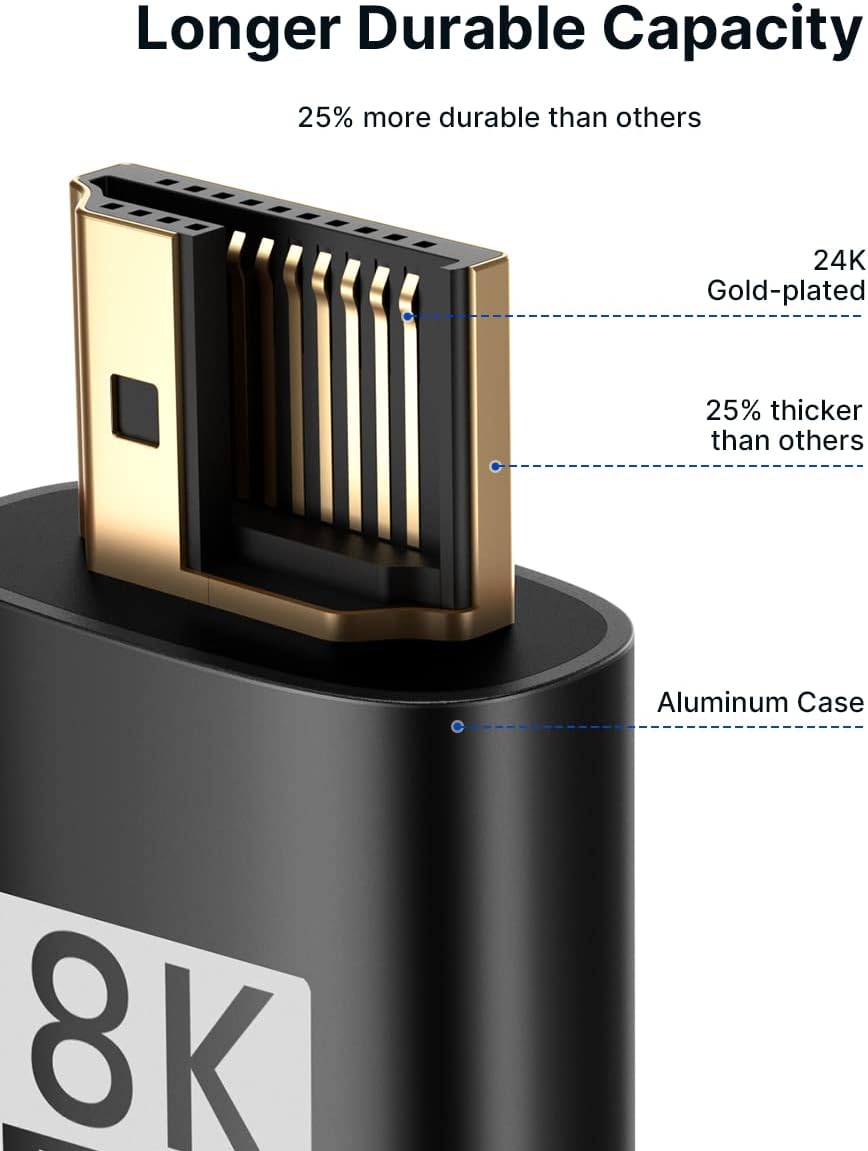 JSAUX 8K Long HDMI Cable 15ft 2-Pack 48Gbps Ultra High Speed HDMI 2.1 Braided Cord, 4K@120Hz 144Hz, 8K@60Hz, HDCP 2.2 & 2.3, HDR 10, eARC Compatible with Laptop Monitor UHD TV PS5 Dolby-Black