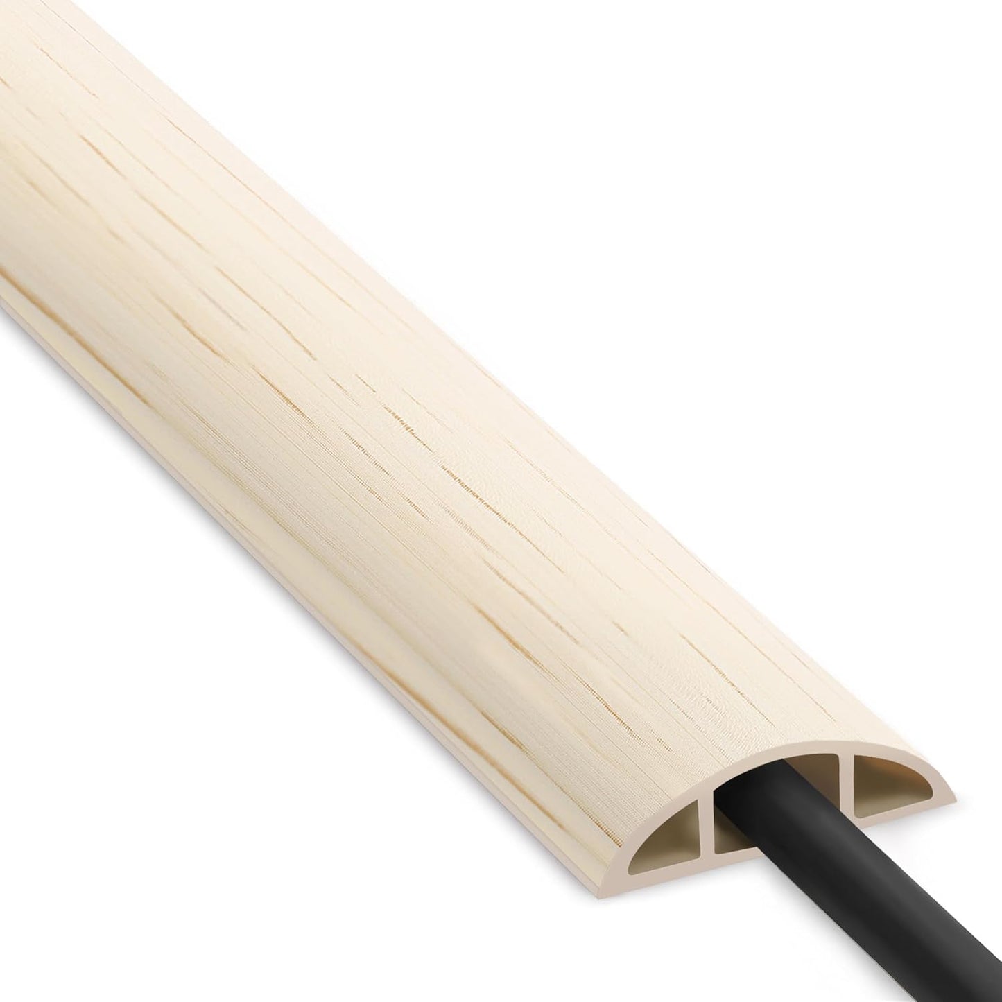 Floor Cord Cover 4ft, Cord Hider Floor Beige Maple Wood, Floor Cable Management Prevent Cable Trips, Floor Cable Cover Wire Covers for Electric Power Cords, Cord Protector Cord Cavity W0.47in xH0.28in