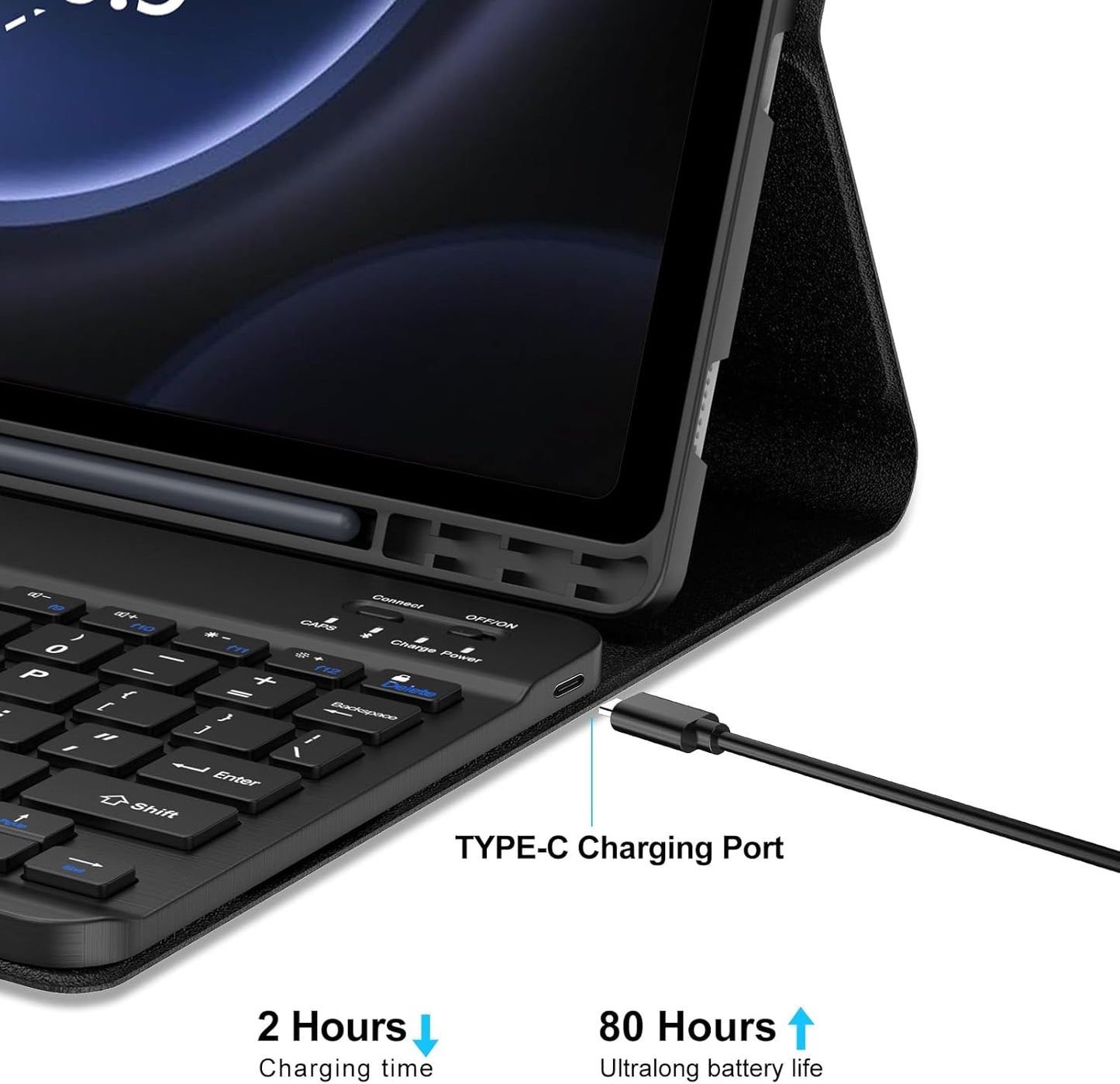 Galaxy Tab S9 FE+/ S9+ /S10+ 12.4 Inch Case with Keyboard, Detachable Bluetooth Keyboard with Pen Holder for Samsung Tab S10+ Plus/S9+ Plus/S9 FE+ Plus/S8+ Plus/S7FE/S7+ Plus 5G 12.4", Black