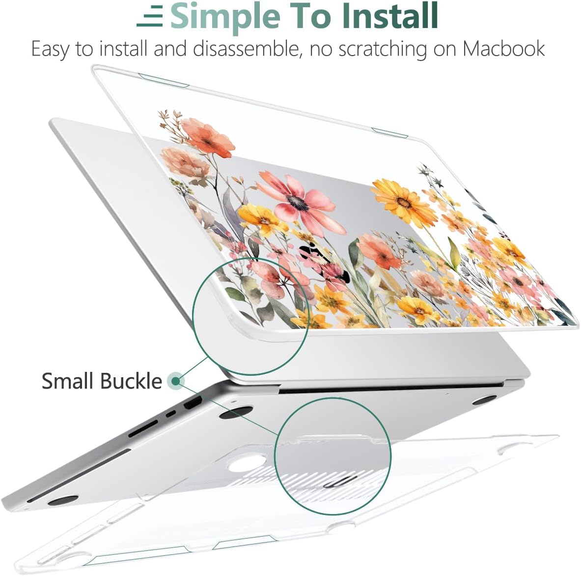 DONGKE for M4 MacBook Pro 16 Inch Case 2024 2023 2021 A3403 A3186 M3 A2991 M2 A2780 M1 A2485 Pro/Max Chip, Plastic Hard Shell Case & Keyboard Cover for Mac Pro 16 with Touch ID, Daisy Flowers