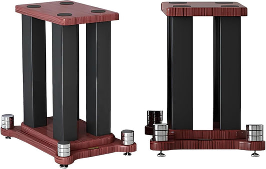 A Pair of Universal Speaker Stands, Heavy Duty Speaker Stands Holds Bookshelf Speaker Satellite Speaker Large Speaker, Vibration-Absorbing MDF Design, Holds 88lbs Speaker (Teak, 40cm/15.7in)