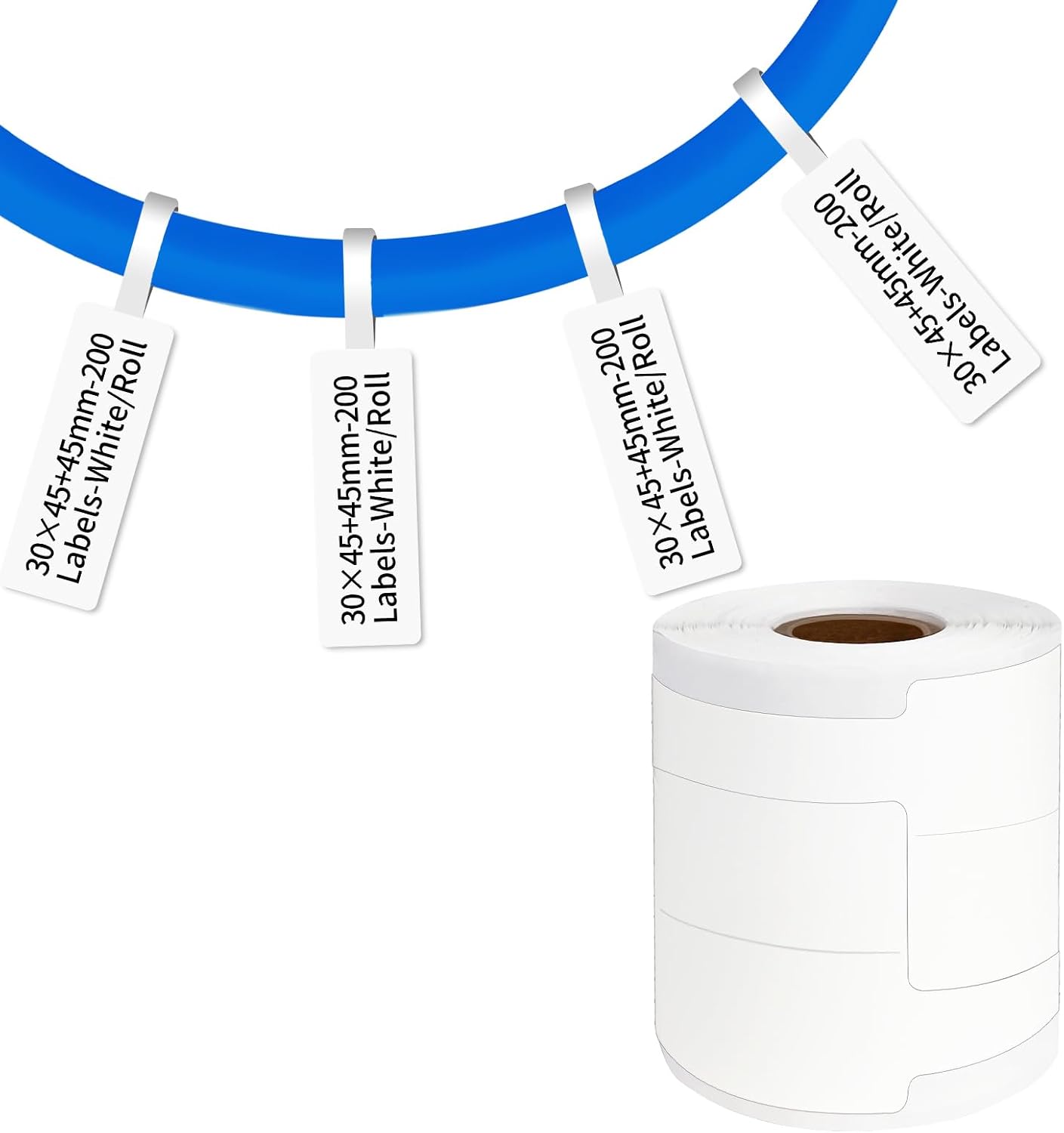 200 Pcs Cable Labels - Waterproof Wire Cord Label, Tear Resistant Wire Labels, Self Adhesive Cord Organizing Label, for Cable Management, Compatible with PUQU AQ20 Label Makers(White) 30 * 90mm