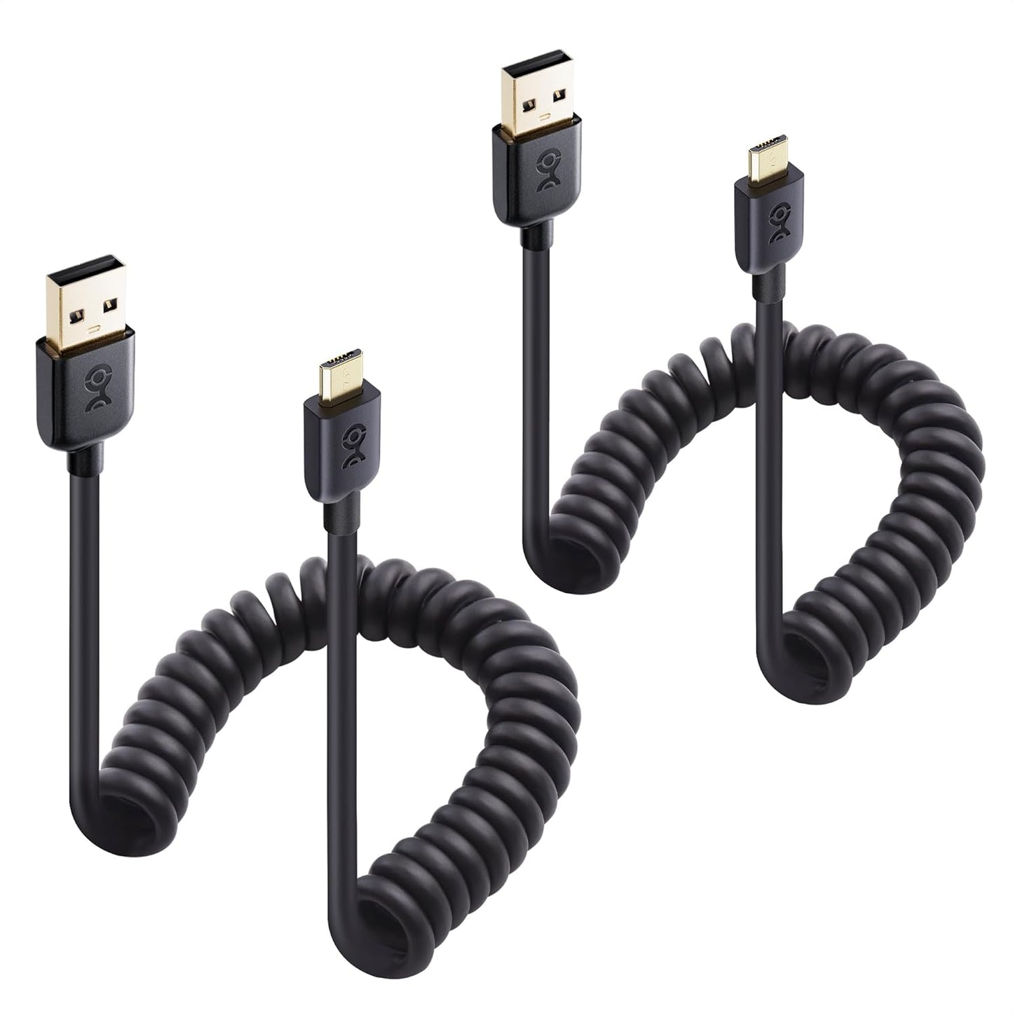 Cable Matters 2-Pack Coiled USB Cable (Coiled Micro USB to USB 2.0) 2-4 Feet