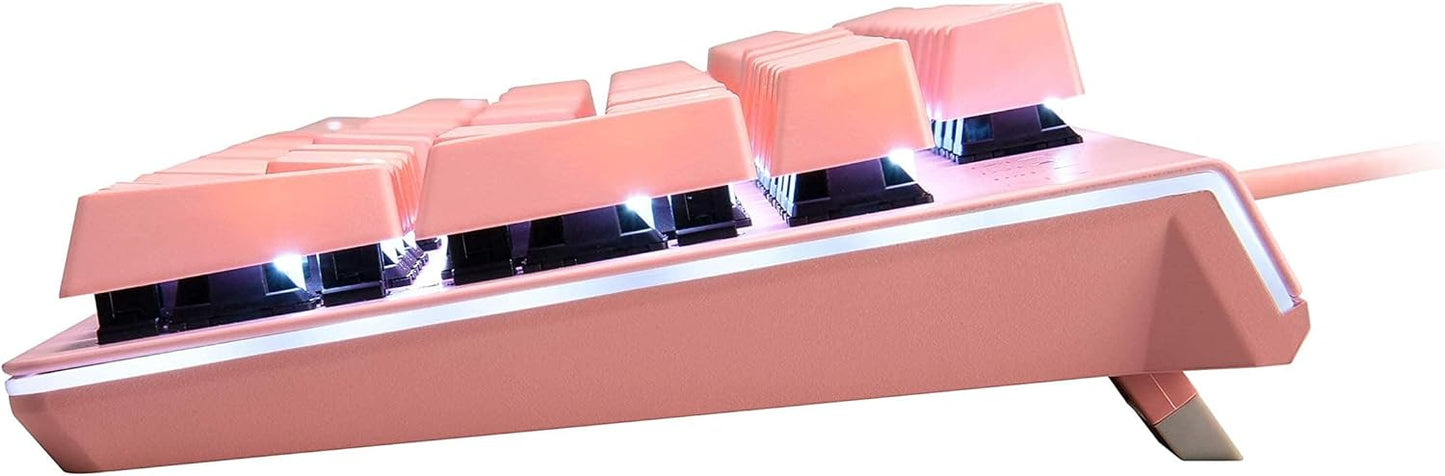 i-rocks K75M Mechanical Keyboard - 104 Keys - with Cherry MX Brown Switches, PBT Keycaps, Backlit LED Light and Shortcut Keys - Programmable Light & Macro Recorder (Pink)