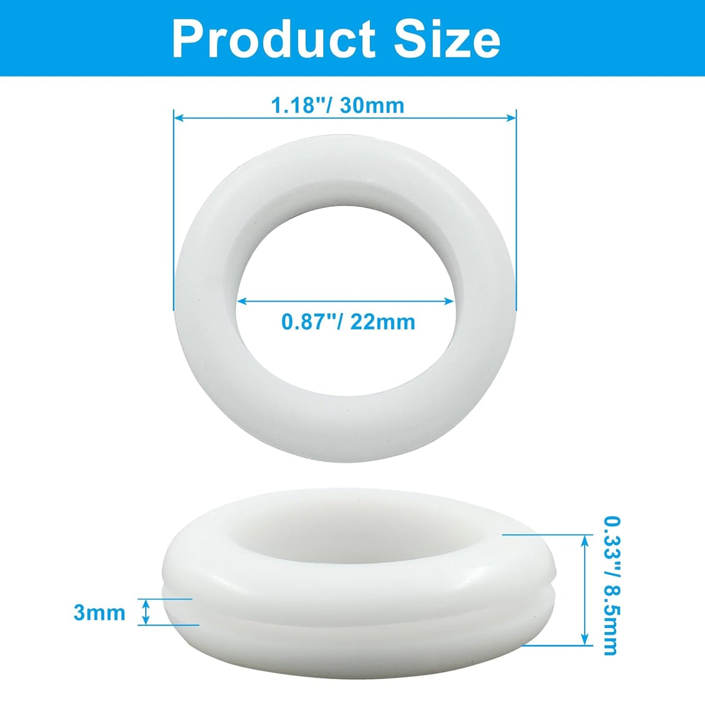 12 Pcs Rubber Grommets, 7/8" Inside Diameter 1" Drill Hole Rubber Wire Grommets for Wire, Firewall, Cables, Plugs (White)