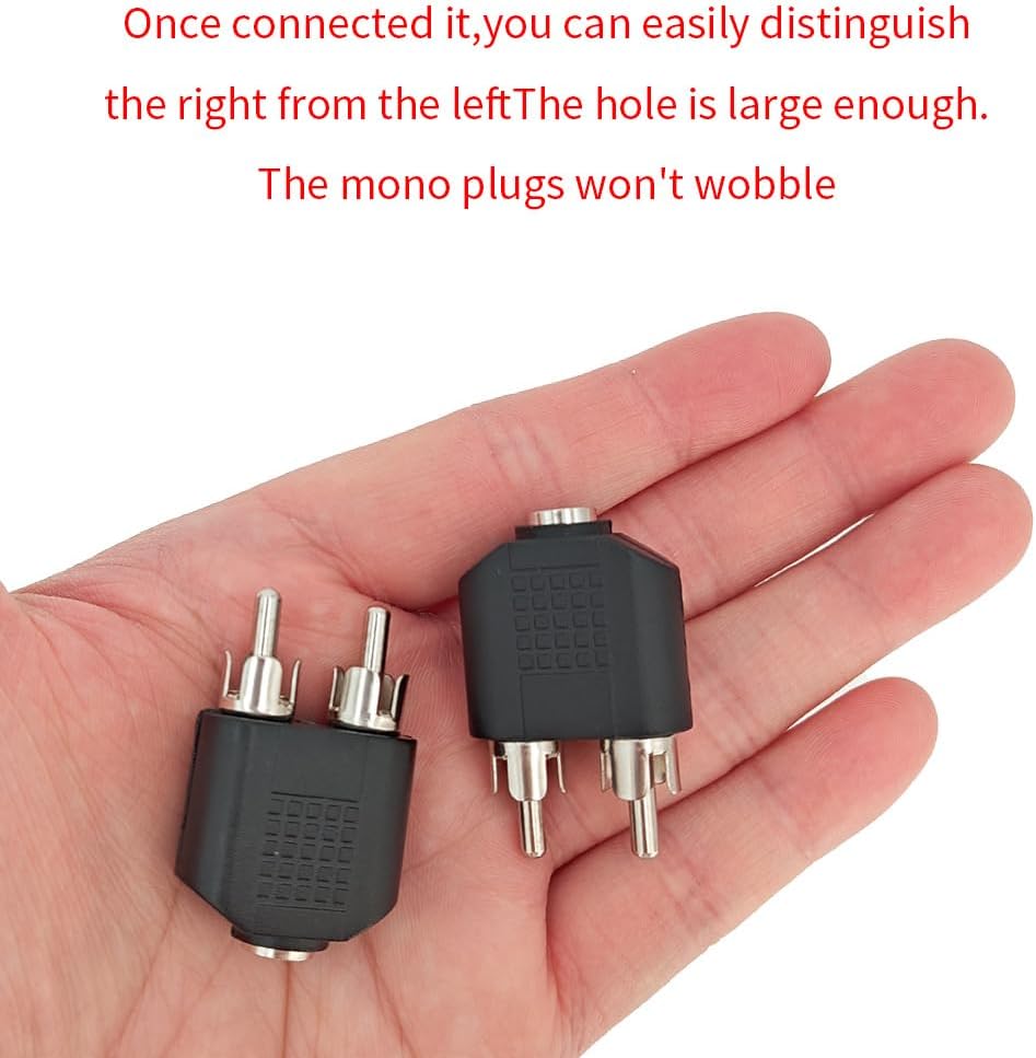 Hahiyo 3.2 F-2x3.2 RCA M Stereo Plug Interconnect Audio Two Males 3.2mm(1/8inch) and one Female 3.2mm(1/8inch) Adapter Splitter Good Signal Sound Snap Tight Not Wobble for Headphone Guitar Black 2pcs