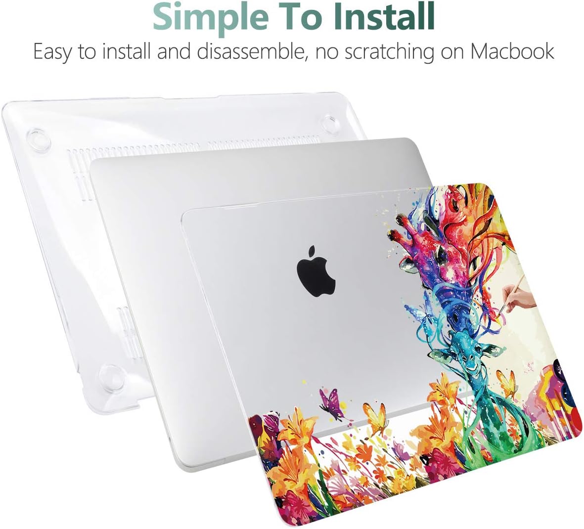 Batianda Case Cover for MacBook Air 13 Inch 2020 2019 2018 M1 A2337 A2179 A1932 Version, Unique Pattern Hard Shell Cover for New MacBook Air 13" with Retina Display & Touch ID (Colorful Deer)