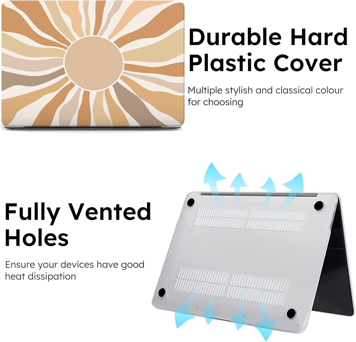 iCasso for MacBook Air 13 inch Case 2025 2024-2022 Release M4 A3240 M3 A3113 A2681 M2 with Liquid Retina Display, Hard Plastic Shell for Mac Air 13.6, TPU Keyboard Cover&Screen Protector, Sunshine