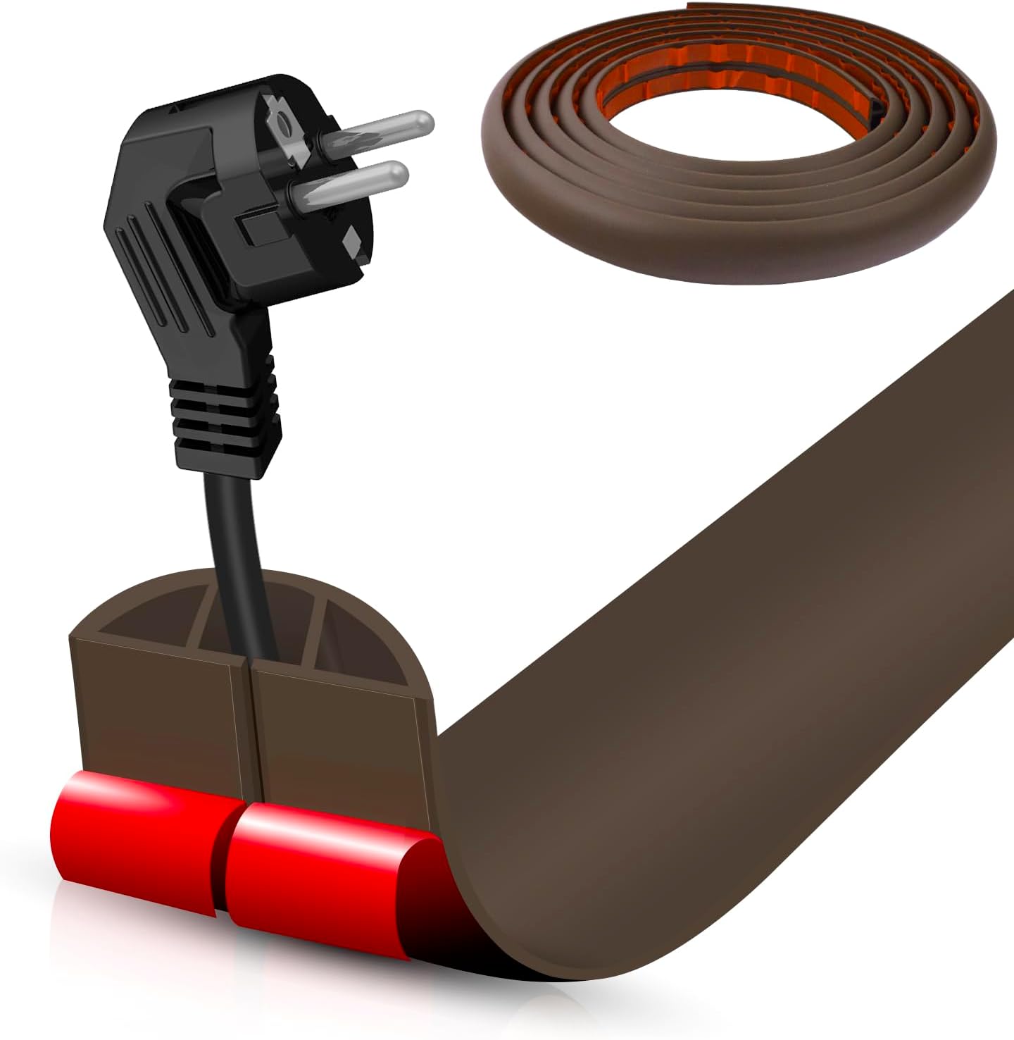 Floor Cord Cover Cable Cavity Self Adhesive Cord Hider Floor 10FT Floor Cable Management Power Cord Protector Floor Electric Cord Covers for Offices, Gym, Exhibitions (CoffeeBrown, 1.18" x 10')