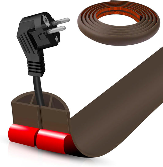 Floor Cord Cover Cable Cavity Self Adhesive Cord Hider Floor 10FT Floor Cable Management Power Cord Protector Floor Electric Cord Covers for Offices, Gym, Exhibitions (CoffeeBrown, 1.18" x 10')