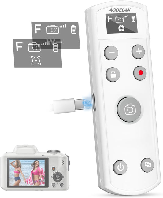Remote Control for Fujifilm Camera,USB-C Rechargeable Wireless Shutter Release with OLED Screen for Fujifilm Fuji X100VI,X-T5,X-T4,X-T3,X-T50,X-T30II, X-T30,X-S20,X-S10,X-H2S,X-H2,X-E5 (White)