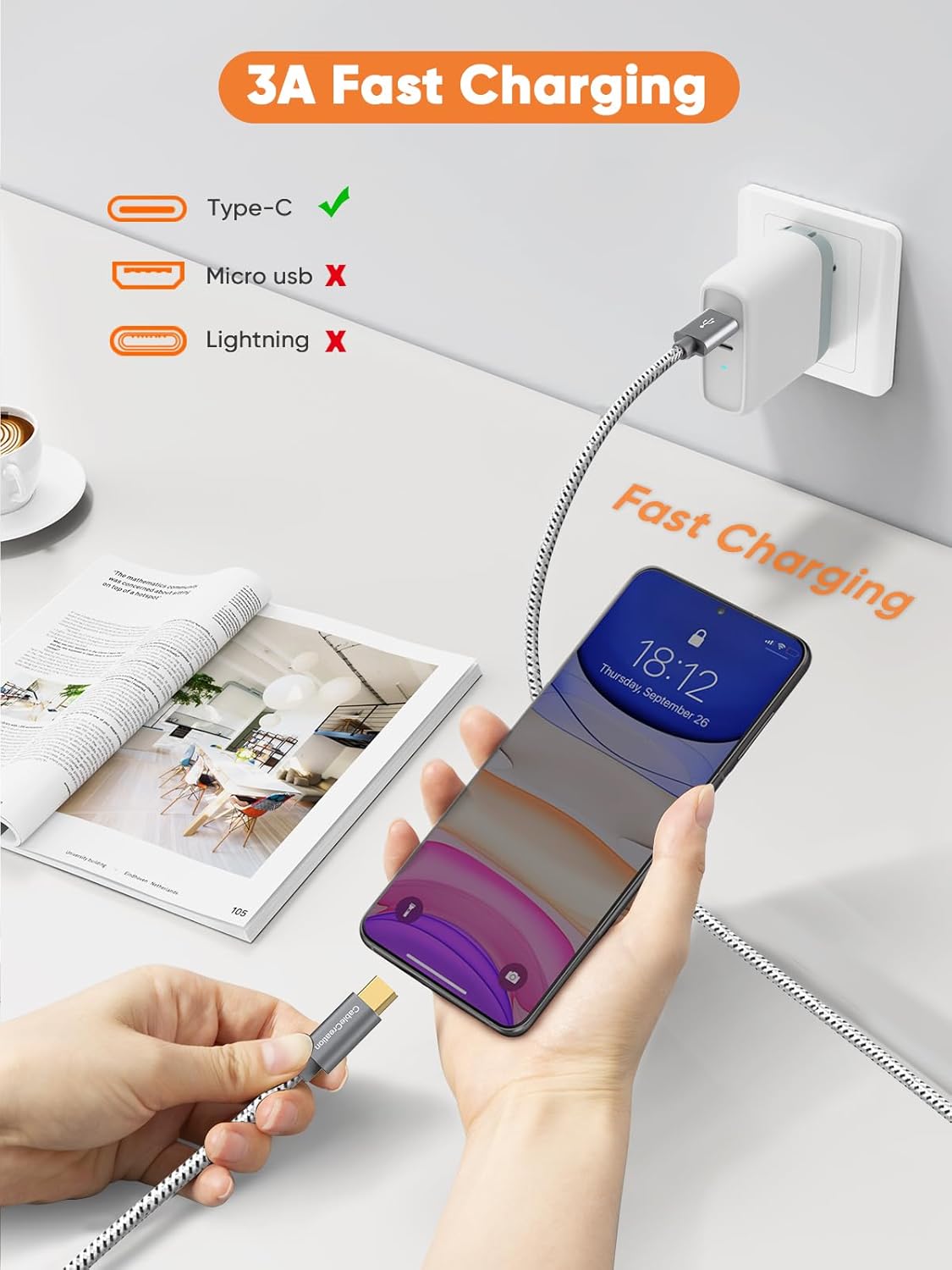 CableCreation USB A to USB C Cable 5FT, 10Gbps USB C to A USB 3.2 3.1 C Data Cable, Android Auto 3A Fast Charge Cord for Type C External SSD MacBook iPad, Galaxy S24/S23+, iPhone 15/iPhone 16+