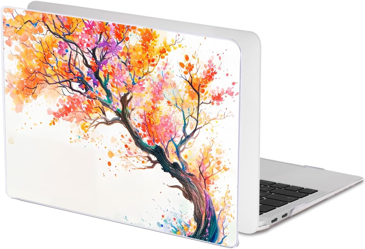Compatible with MacBook Air 13 inch Case M1 A2337 A2179 A1932 2021 2020 2019 2018 Release with Retina Display & Touch ID, Crystal Pattern Plastic Hard Shell Case Cover, Phoenix Tree Flowers