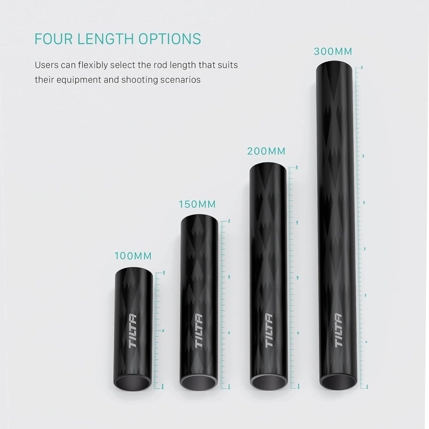 Tilta 2X Carbon Fiber Rods 15mm for Rail Support System | Increased Strength | Limited Reflection | Lightweight | DSLR Shoulder Rig, Camera Stabilizer Cage, Matte Box (10cm)