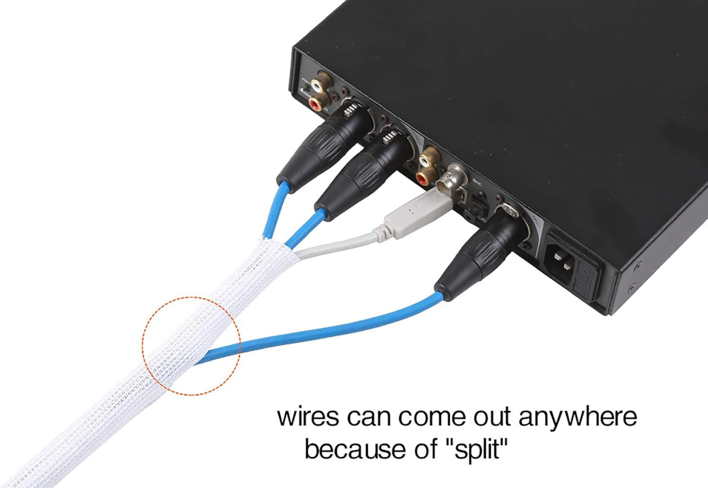 Alex Tech 10ft - 3/4 inch Cord Protector Wire Loom Tubing Cable Sleeve Split Sleeving for USB Cable Power Cord Audio Video Cable - Protect Cat from Chewing Cords - White