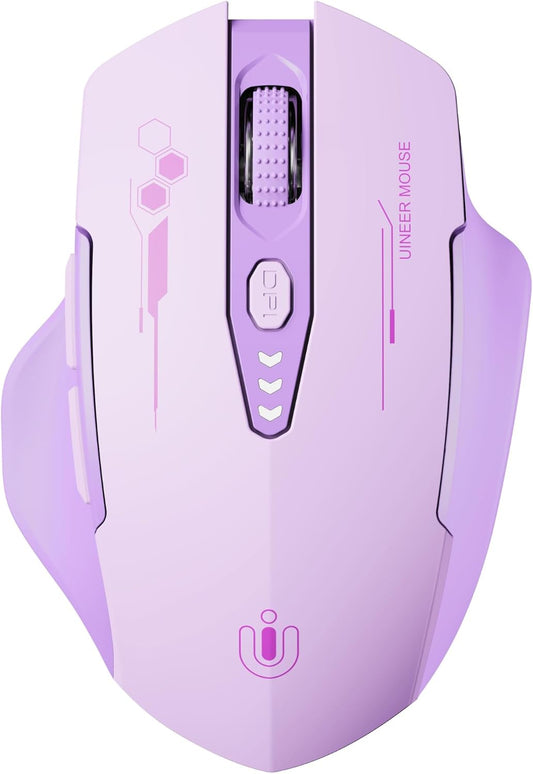 Bluetooth Mouse,[Upgraded] Multi-Device Wireless Mouse,Visible Battery Level,Tri-Mode (BT 5.0/4.0+2.4G Hz) Rechargeable Ergonomic Mouse, 4 Adjustable DPI,Coldless Mouse for Laptop and PC,Purple