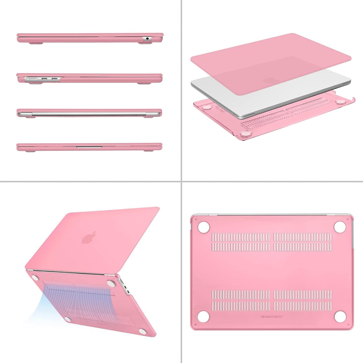 MOSISO Compatible with MacBook Air 13 inch Case 2025 2024 2023 2022 M4 A3240 M3 A3113 M2 A2681, Plastic Hard Shell&Keyboard Cover&Screen Film&Type C for MacBook Air 13.6 inch Case, Pink