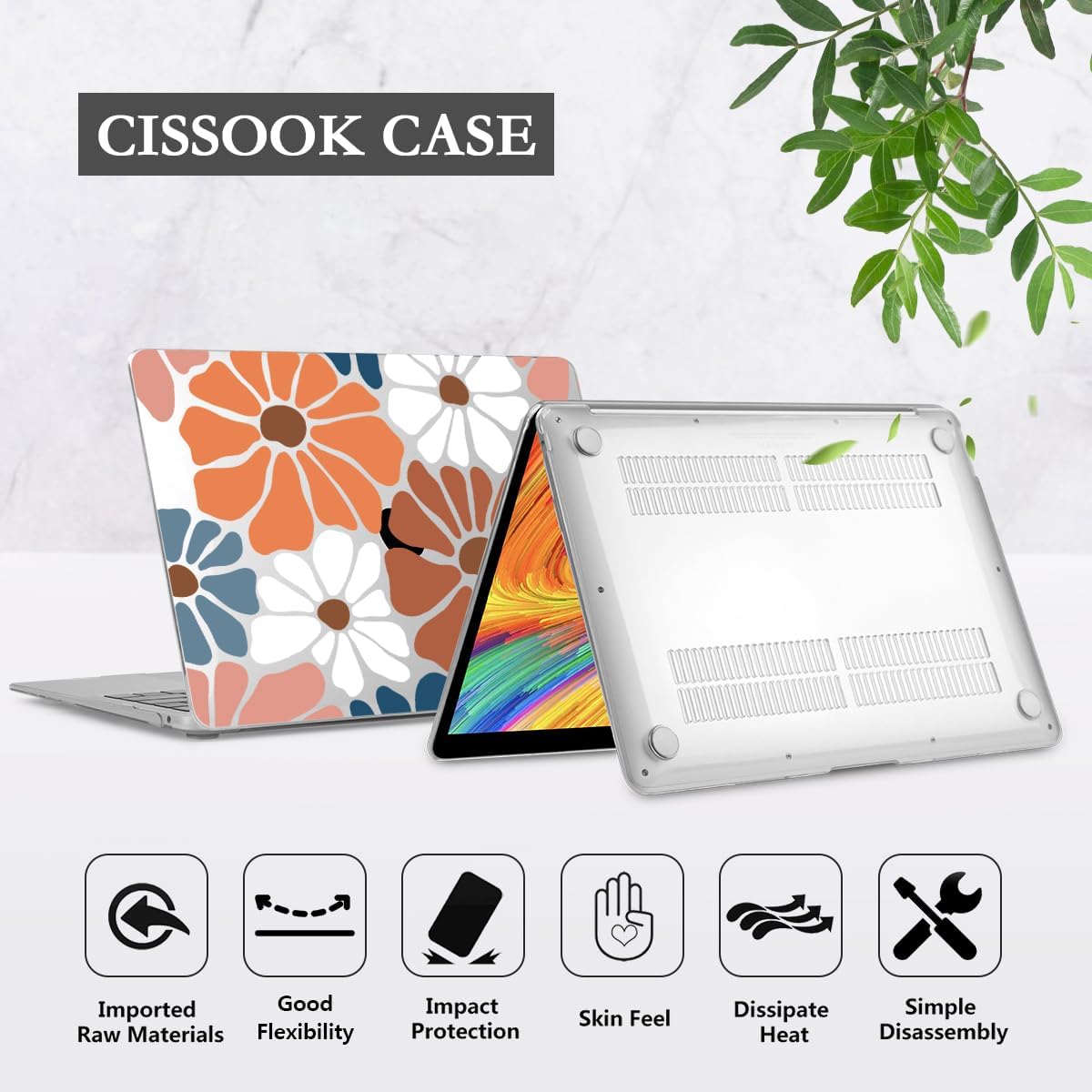 CISSOOK Compatible with MacBook Air 13.3 inch Case M1 A2337 A2179 A1932, Plastic Hard Shell Case Keyboard Cover Screen Protector for MacBook Air 13 2021 2020 2019 2018, Vintage Flowers