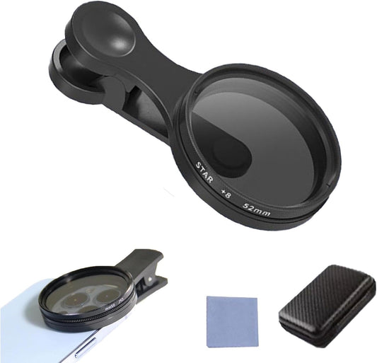 52mm Clip-On Cpl Phone Camera Lens Filter Kit, Circular Polarizer Polarizing Filter Compatible with Most Cell Phones, Cell Phone Lens Polarizing Filter for Iphone with Cleaning Cloth and Case Box(1pcs