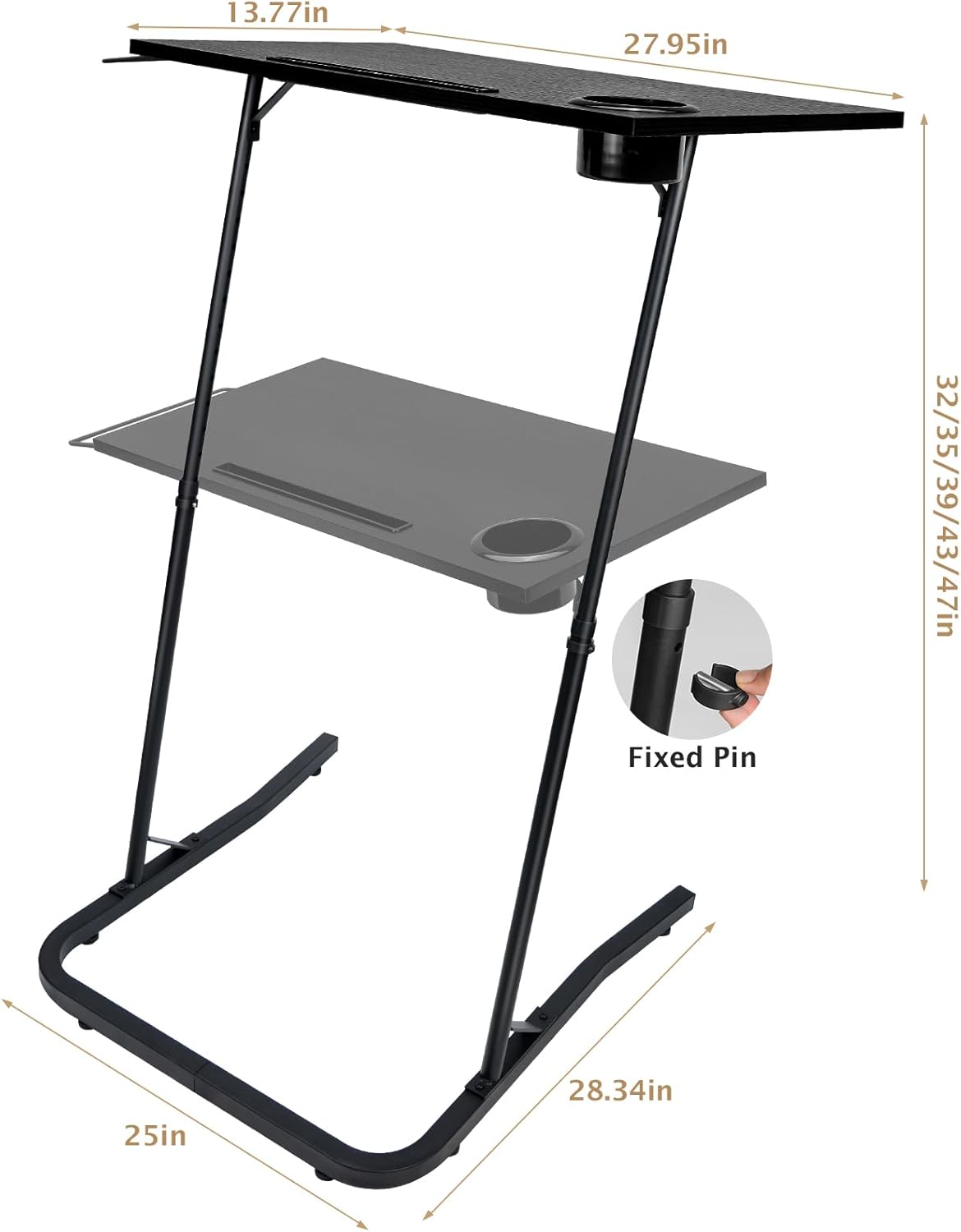 Ikkle Adjustable Bike Trainer Desk, Workstation Standing Desk for Treadmill Cycling, Cycle Trainer Stand Table for Indoor Workstation (Black)