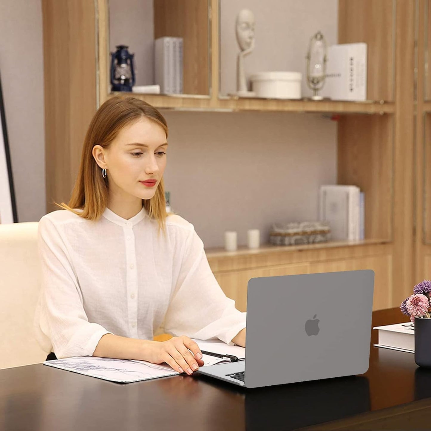 MOSISO Compatible with MacBook Air 13 inch Case 2025 2024 2023 2022 M4 A3240 M3 A3113 M2 A2681, Plastic Hard Shell&Keyboard Cover&Screen Film&Type C for MacBook Air 13.6 inch Case, Gray