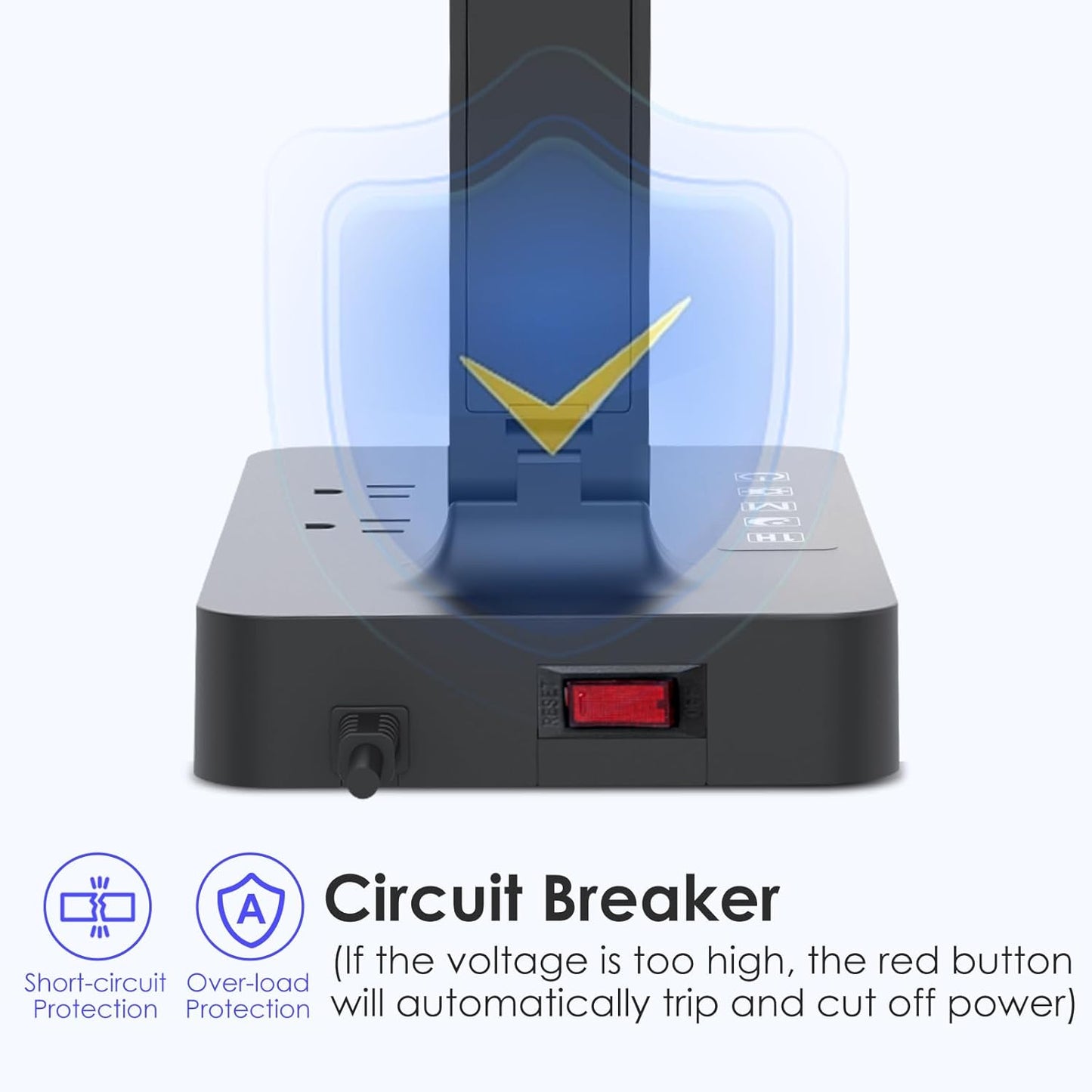 Infiway Desk Lamp with USB Charging Port: LED Desk Lamps for Home Office - 1 USB-A, 1 Type-C Charging Port, 2 AC Power Outlets, Touch Control Dimmable 5 Color 5 Brightness, Night Light(Black)