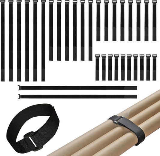 32 pcs 1-inch-wide Hook and Loop Cable Straps, 8"-12"-18"-24"-36" Adjustable Fastening Straps, Fixing and Organizing Cable Ties Set, Multi-Purpose Nylon Cinch Strap, Heavy-Duty Storage Straps