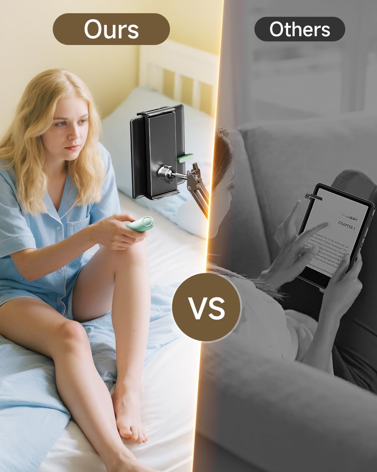 Floor Stand for Kindle with Remote Page Turner, Holder Stand for Reading in Bed with Clicker – for Kindle Paperwhite, Oasis,Tablet, iPhone and More 4.7-11 inch,Green Remote