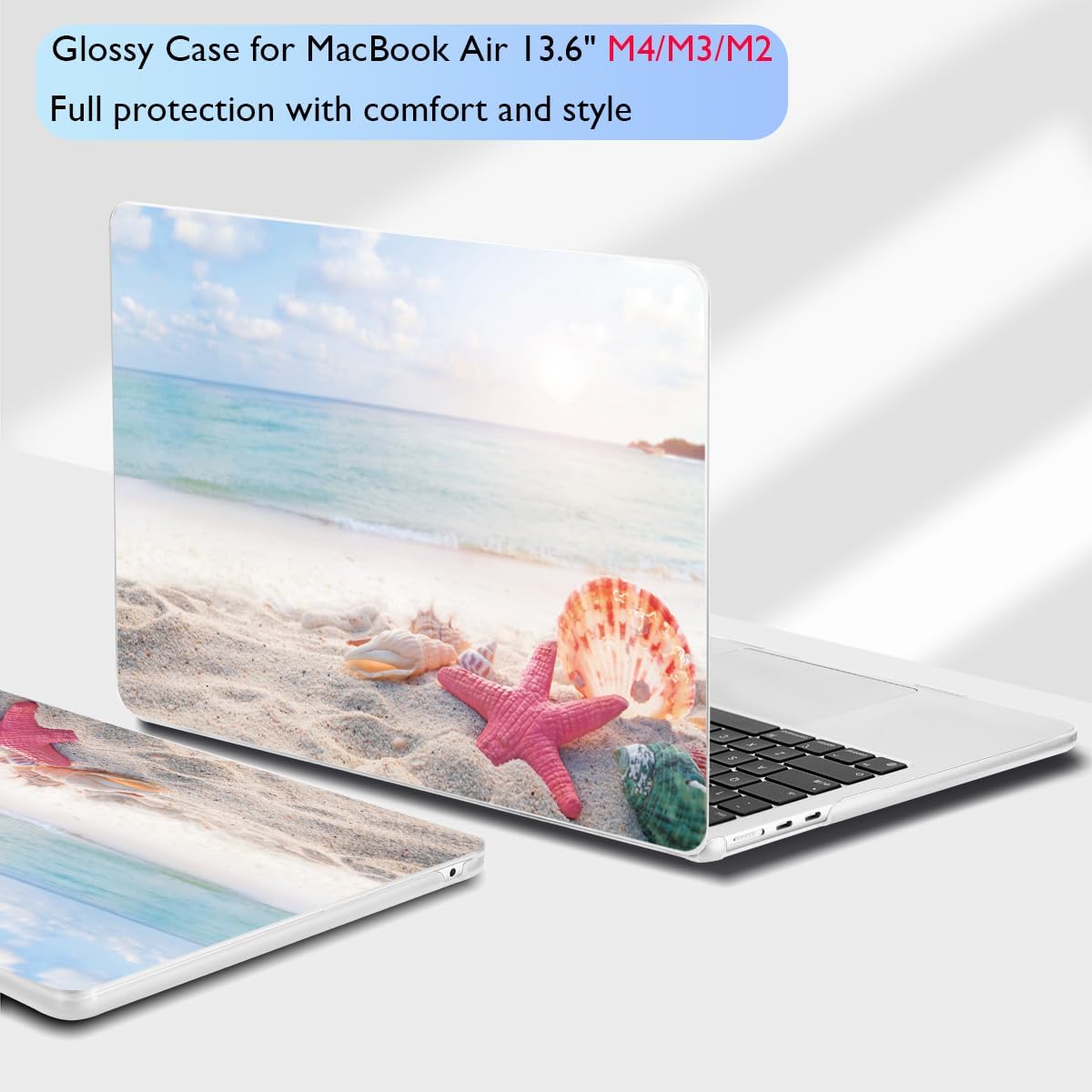 Teryeefi for MacBook Air 13.6 inch Case A3240 A3113 A2681 (2025 2024 2023 2022 Release), Protective Plastic Hard Shell Cover & Keyboard Cover for MacBook Air 13 M2 M3 M4 13 inch, Summer Beach