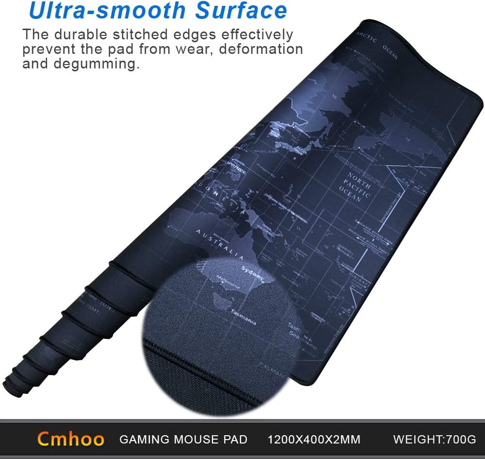 Gaming Mouse Pad Large Anti-Slip Rubber Base Size 47.2x15.7 in (47.2X15.7IN, 120x40 Map)