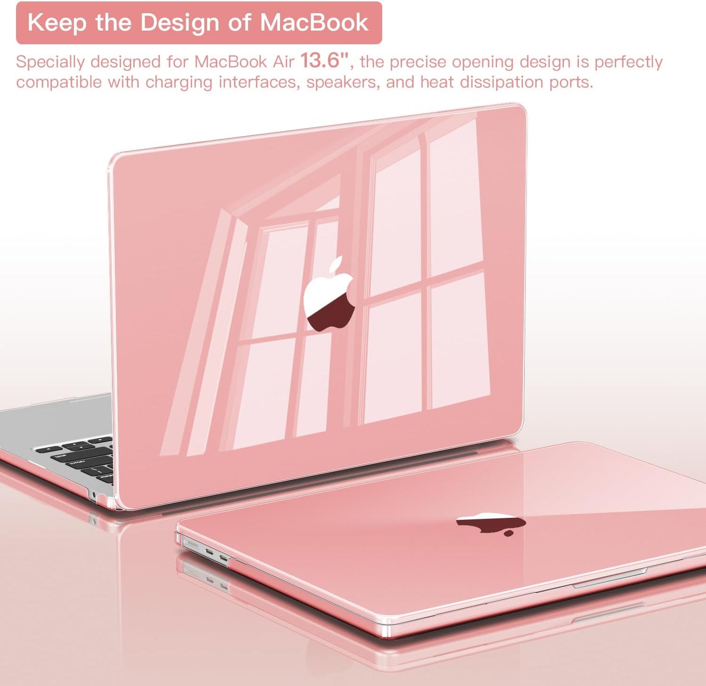 CISSOOK Compatible with MacBook Air 13.6 inch Case Pink 2022 2023 2024 2025 Release A2681 A3113 A3240, Plastic Shell & Keyboard Cover for MacBook Air 13 M4 M3 M2, Clear Pink