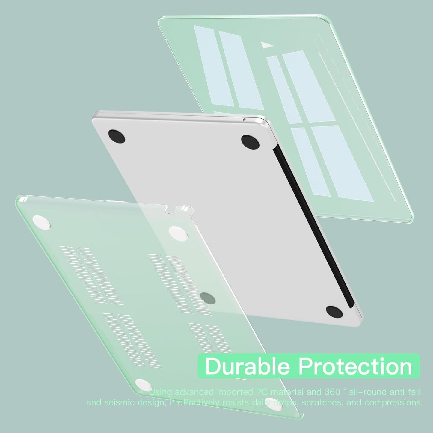 CISSOOK Compatible with MacBook Air 13.6 inch Case 2022 2024 2025 Release A2681 A3113 A3240, Plastic Hard Shell Case with USB Adapter for MacBook Air 13 inch M2 M3 M4 Chip, Clear Green