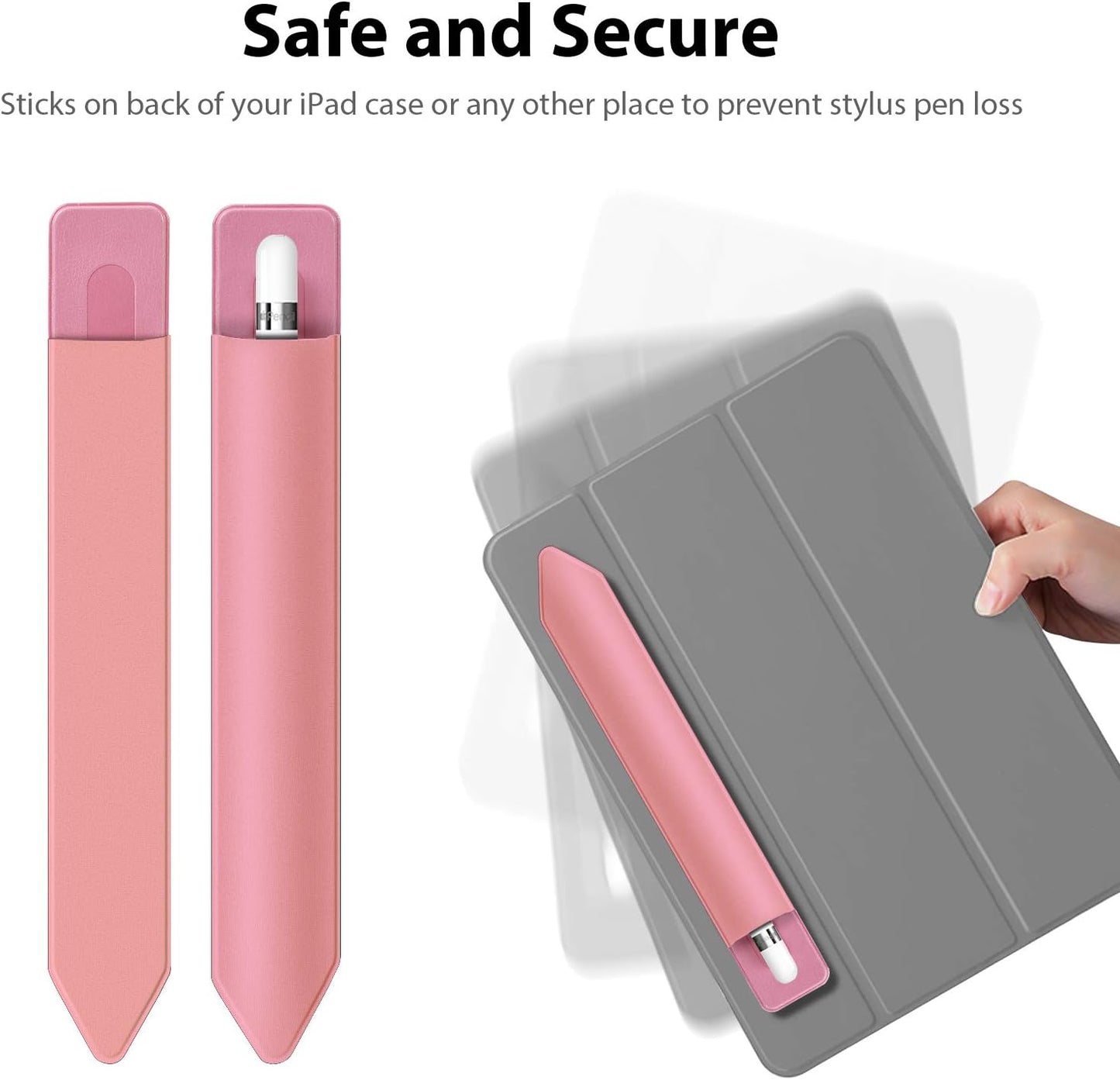 Doormoon Pencil Holder Compatible for iPad 2020/ Air/ 9.7 / Pro 10.5/12.9, Detachable Elastic Compatible for Apple Pencil 4th Gen Leather Sleeve Pocket Pouch, Pink Pink