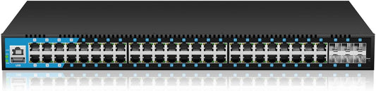 48 Port Gigabit PoE Switch Managed, with 48 PoE+ Ports @400W, 6 10G SFP Slots, IPv6 Static Routing, Desktop or Rackmount