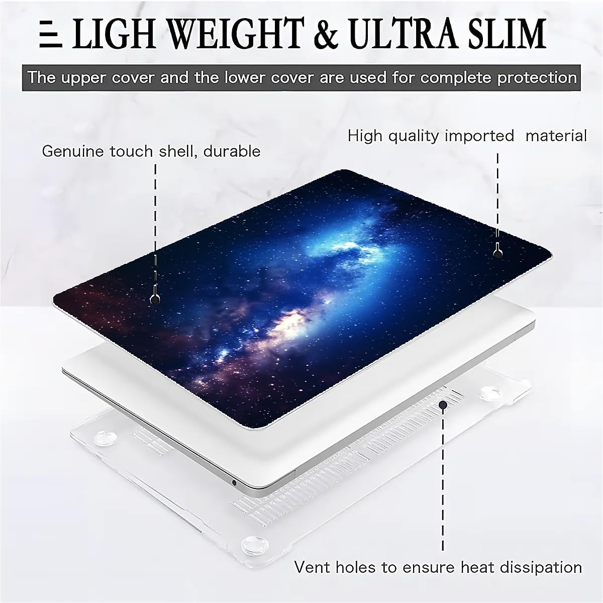 Compatible with MacBook Air 13.3 13.6 Inch Case 2022 2021 2020 2019 Plastic Hard Shell Case Cover,13.3 Pro(A1706/A1708/A1989/A2159/A2289/A2338), Milky Way Galaxy