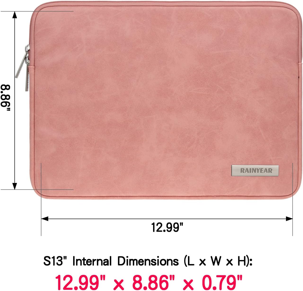 RAINYEAR 13 Inch Laptop Sleeve PU Suede Leather Case Water Resistant Cover Carrying Bag Compatible with 13.3" MacBook Air/Pro A3113 A3240 A2338 A2681 A2337 A2159 A2179 A2251 A2289(Coral)