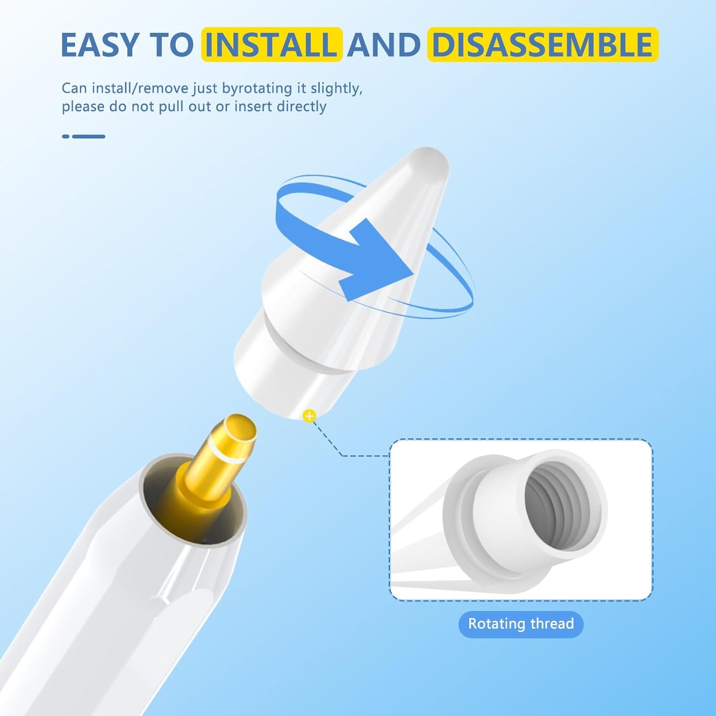 8 Pack for Apple Pencil 2nd Generation Tips,Upgraded Replacement Pencil Nibs for Apple Pencil Tips and Apple Pencil 1st Generation,Accessories Compatible with Apple Pencil 2 Gen iPad Pro Pencil Tips