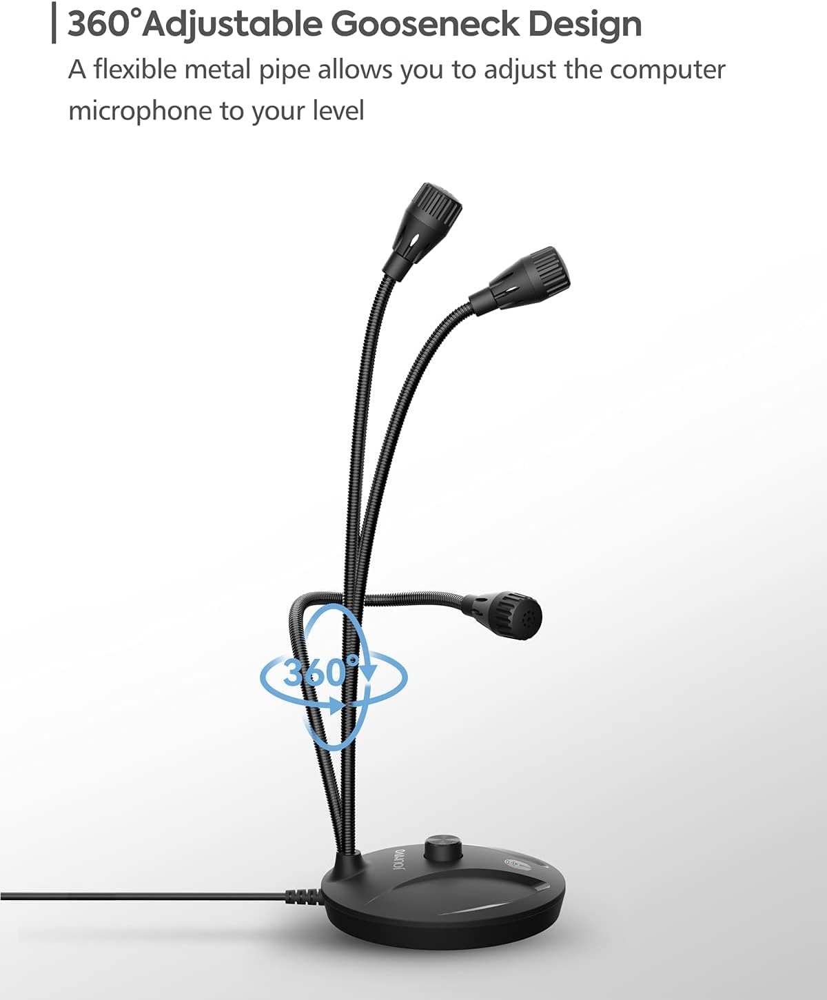 JOUNIVO USB Microphone for Computer, PC/Laptop Mic, Mute Button with LED Indicator, 360 Degree Gooseneck Design, Desktop Microphone for Streaming, Recording, Dictation, Podcasting, YouTube, JV610PRO