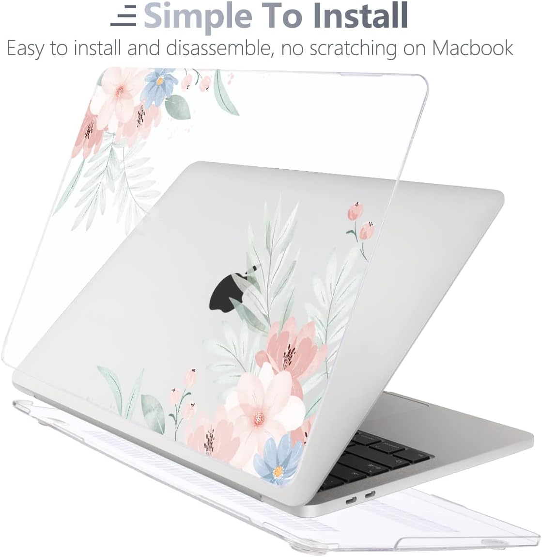 Batianda Design Case for M1 MacBook Air 13 Inch Model A2337 A2179 A1932 2021 2020 2019 Release,3D Painted Hard Shell with Keyboard Cover & Screen Protector, Cute Flower