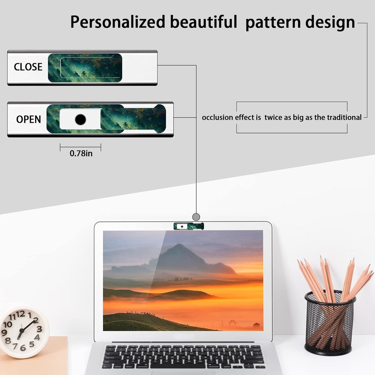 Webcam Cover, 3 Pieces, Laptop Camera Cover, Privacy Shielding Capacity is Twice as Big as The Traditional, Suitable for Computer Mobile Phones, laptops, Tablets and so on (Forest)