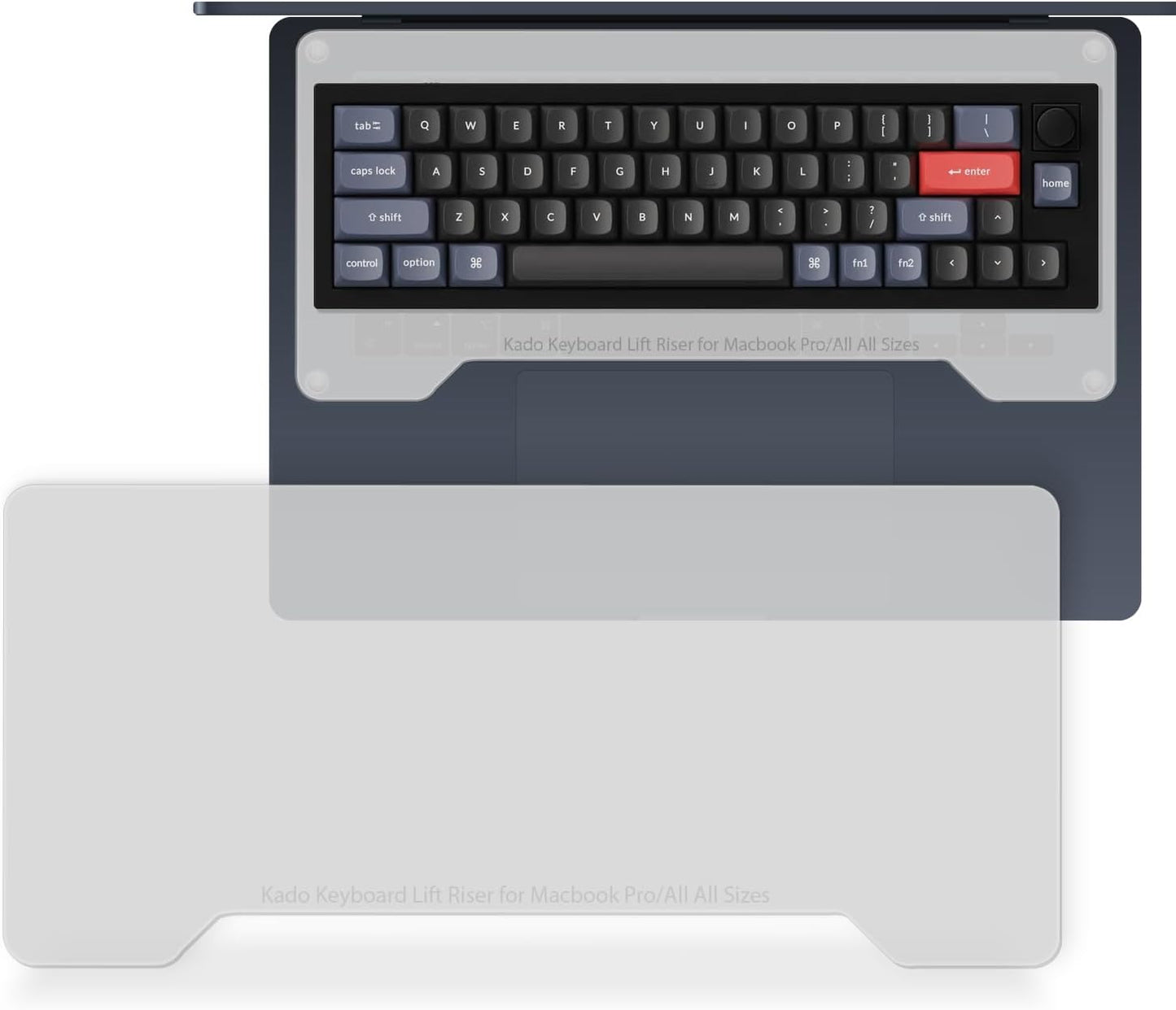 Kado Lift Riser Acrylic for External Keyboard, Frosted Transparent, Office Gaming Laptop Keyboard Cover Mechanical 40%/60%/65%/70% Stand Holder Made for MacBook Air/Pro 13"/14"/15"/16"