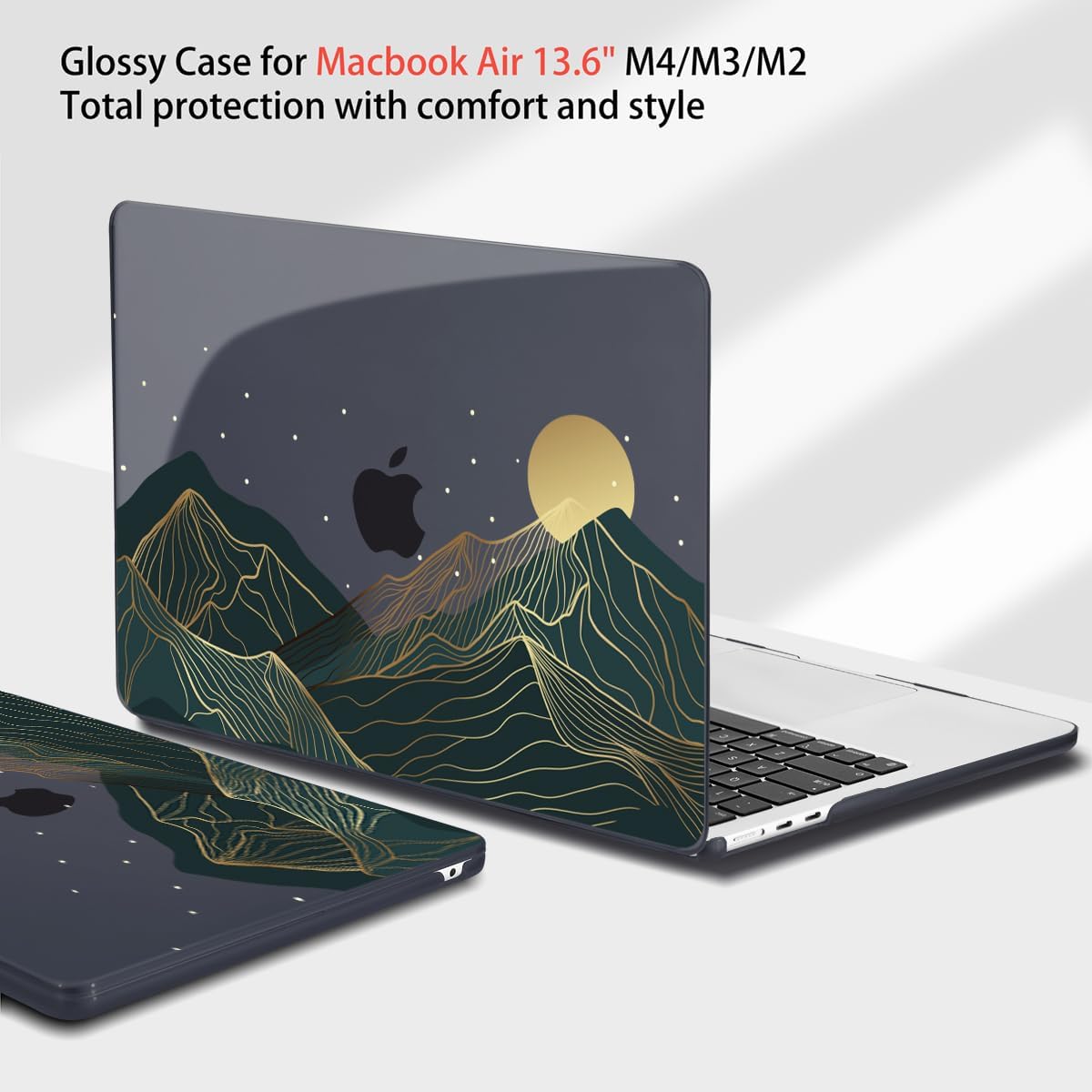 Teryeefi MacBook Air M2 Case 2022 Release A2681 Model, Glossy Plastic Hard Shell Cover with Screen Protector & Keyboard Cover for 13.6 Inch Laptop