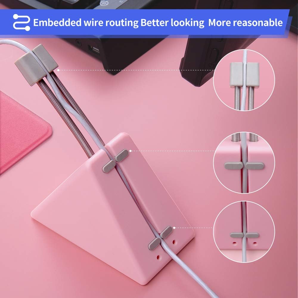 Hotline Games Mouse Bungee Mouse Cord Clip Cord Management System Fixer Holder for Esports FPS Game (3.0 Pink)
